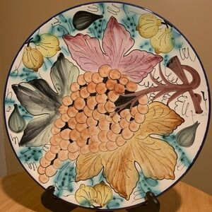 Hand Painted Grape Design Platter/ Wall Hanging